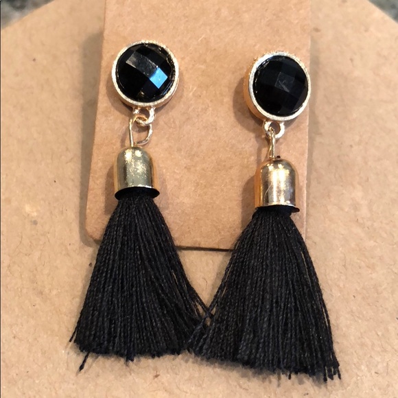 Jewelry - Small Tassel Earrings, Gold & Black, NWT